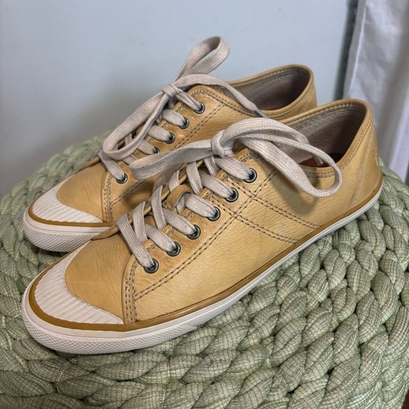 Frye Shoes - The Frye® Betty Low Lace Tan/Yellow Leather Retro Sneakers
